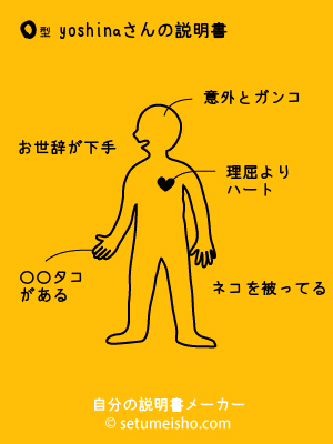 O型yoshinaさんの説明書 血液型 自分の説明書メーカー